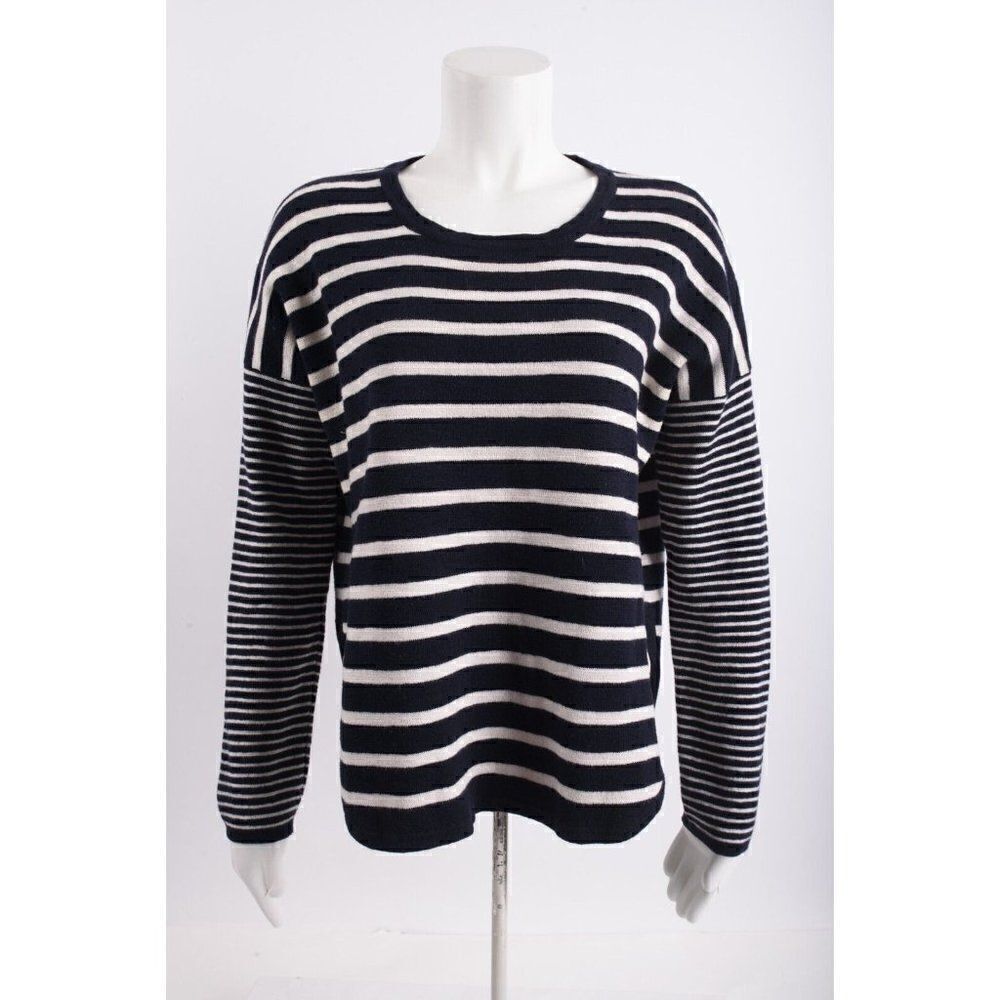 Madewell Womans Sweater Drift Stitch Size S Navy White Stripe Cotton Blend